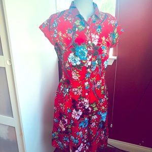 City streets button front S fit and flare dress